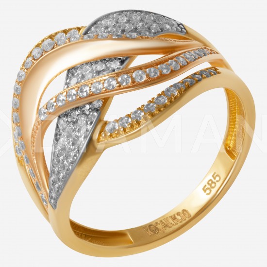 Золотое кольцо с цирконием арт. 090821.05.05