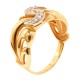 Золотой комплект, кольцо и серьги с цирконием, арт. 100421.03.07