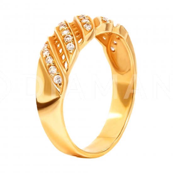 Золотой комплект, кольцо и серьги с цирконием, арт. 100421.03.09