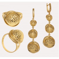 Золотой комплект, кольцо и серьги арт. 120321.01.01