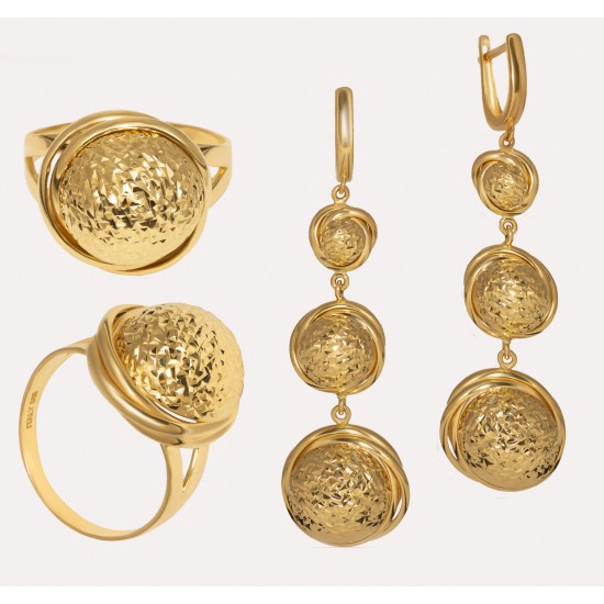 Золотой комплект, кольцо и серьги арт. 120321.01.01