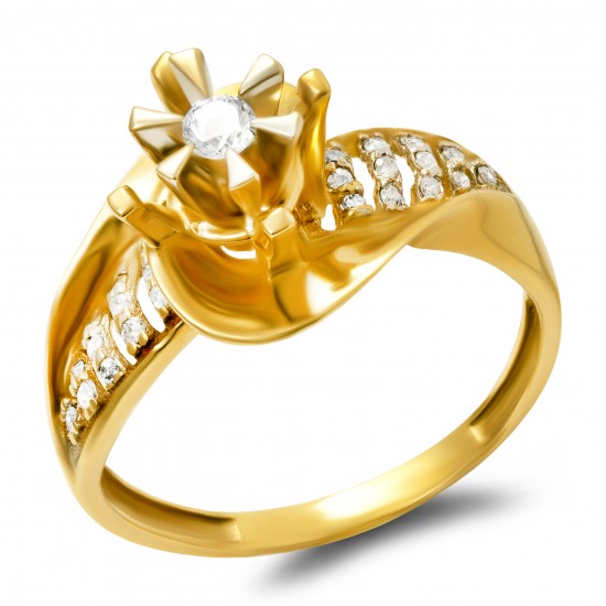 Золотое кольцо с бриллиантом арт. 141021.07.03