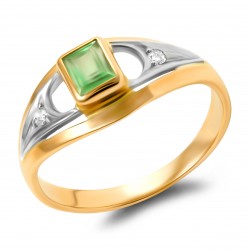 Золотое кольцо с изумрудом и бриллиантом арт. 141021.07.08