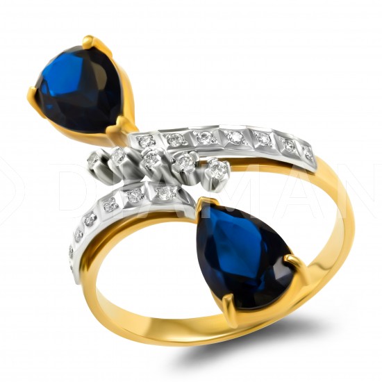 Золотое кольцо с бриллиантом и цирконием арт. 141021.07.09