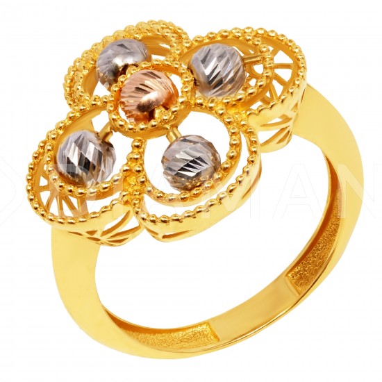 Золотой комплект, кольцо и серьги, арт. 150621.04.06