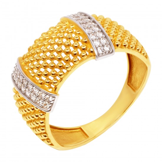 Золотой комплект, кольцо и серьги с цирконием, арт. 150621.04.16