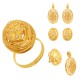 Золотой комплект, кольцо, серьги и кулон с цирконием, арт. 150621.04.17