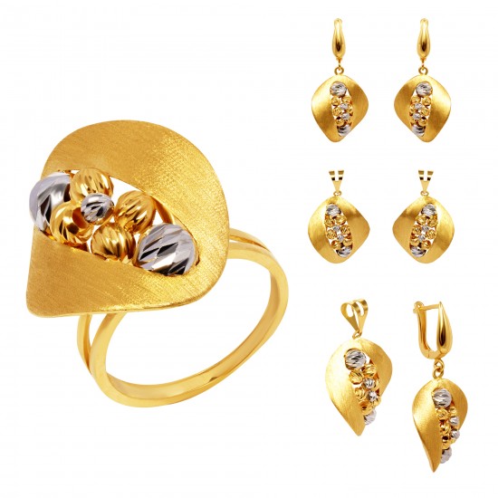 Золотой комплект, кольцо, серьги и кулон, арт. 150621.04.18