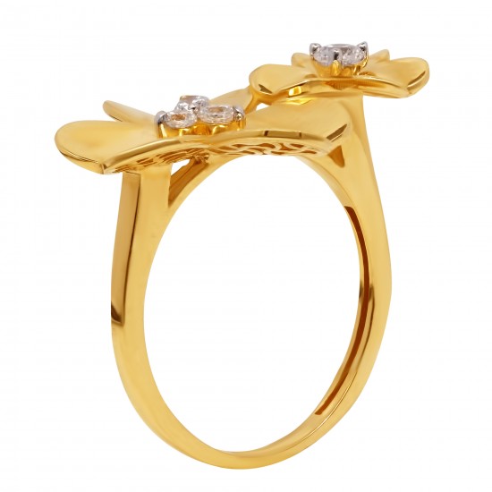Золотой комплект, кольцо и серьги, арт. 160621.04.06