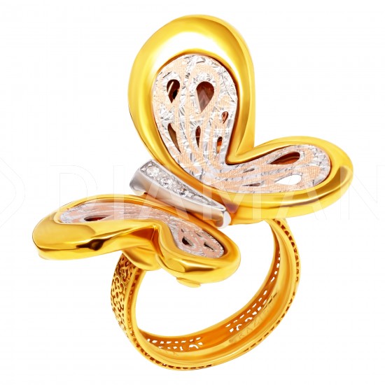 Золотой комплект, кольцо и серьги, арт. 160621.04.12
