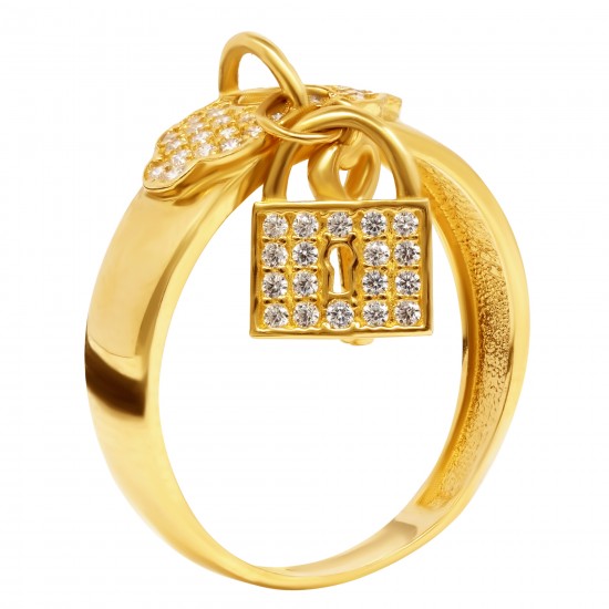 Золотой комплект, кольцо и серьги, арт. 160621.04.17