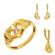 Золотой комплект, кольцо и серьги, арт. 160621.04.18