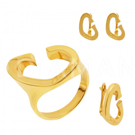 Золотой комплект, кольцо и серьги, арт. 160621.04.19