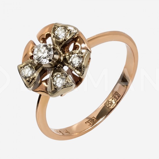 Золотое кольцо с бриллиантом, арт. 170421.04.10