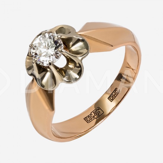 Золотое кольцо с бриллиантом, арт. 170421.04.12