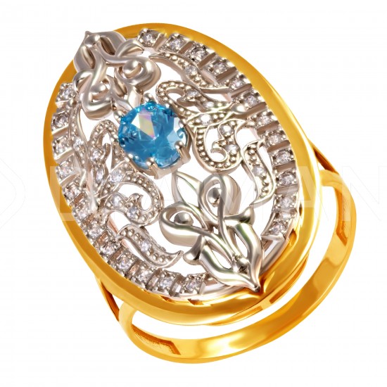 Золотое кольцо с цирконием арт. 171021.09.26.пе-33