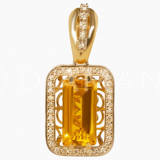 Золотая подвеска с цитрином и бриллиантом, арт. 200421.04.08