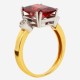 Золотой комплект, кольцо и серьги с корундом и бриллиантом, арт. 210421.04.02