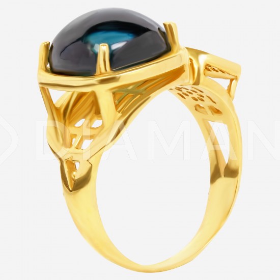 Золотой комплект, кольцо, серьги и подвеска с топаз и бриллиантом, арт. 210421.04.13