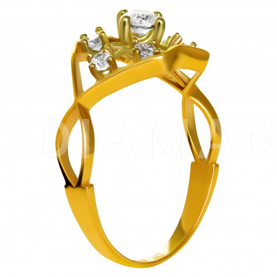 Золотой комплект, кольцо и серьги, арт. 210821.07.02