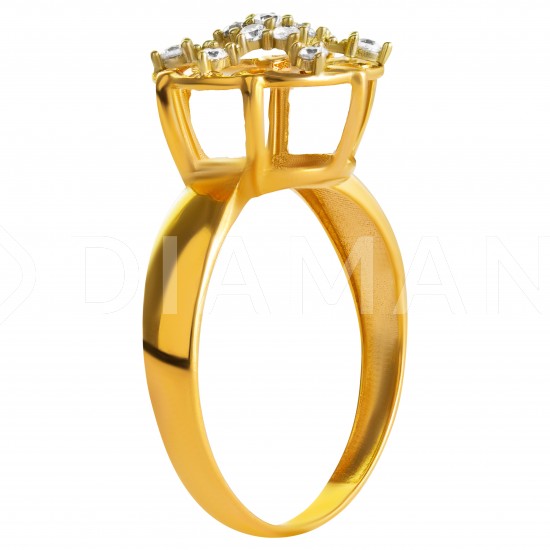 Золотой комплект, кольцо и серьги, арт. 210821.07.04