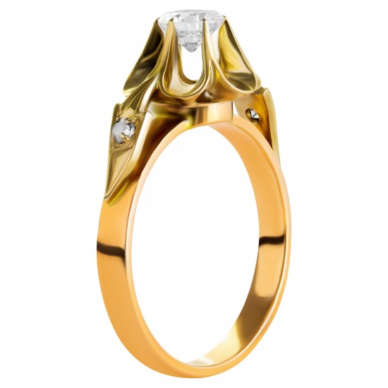 Золотой комплект, кольцо и серьги, арт. 210821.07.06