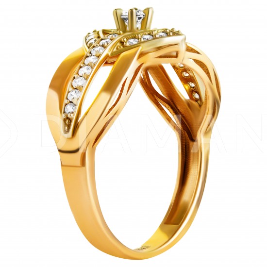 Золотой комплект, кольцо и серьги, арт. 210821.07.09