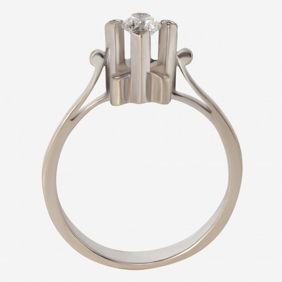 Золотой комплект, кольцо и серьги с бриллиантом, арт. 300321.03.03