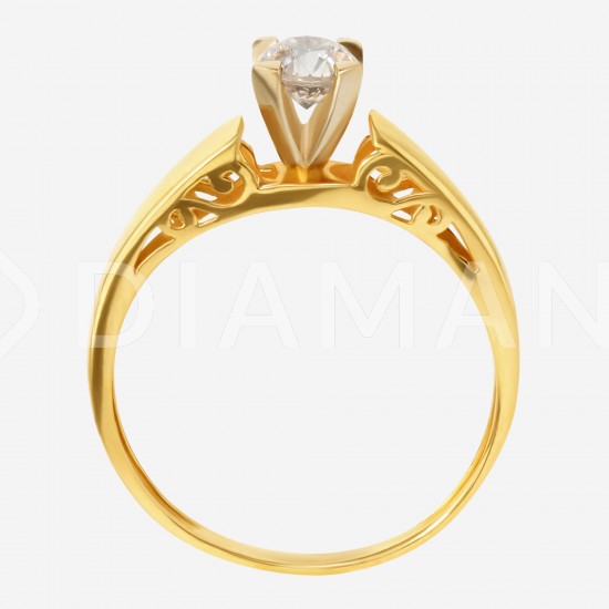 Золотой комплект, кольцо и серьги с бриллиантом, арт. 300321.03.04