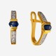 Золотой комплект, кольцо и серьги с сапфиром, арт. 300321.03.07