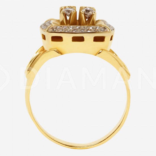 Золотой комплект, кольцо и серьги с бриллиантом, арт. 300321.03.12