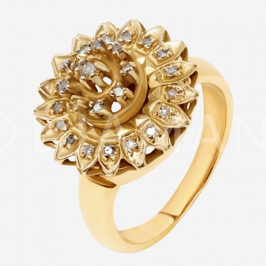 Золотой комплект, кольцо и серьги с бриллиантом, арт. 300321.03.13