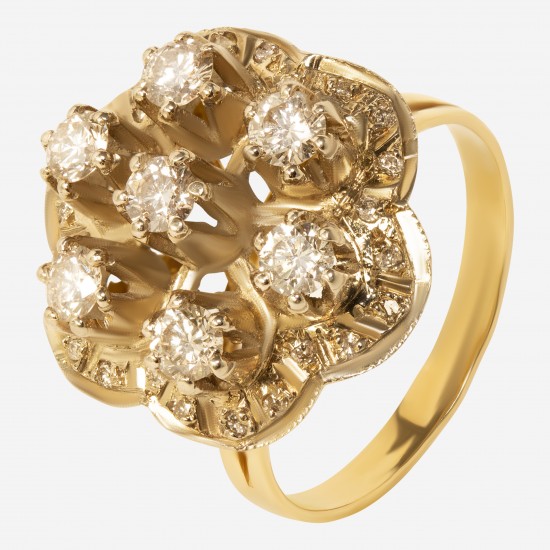 Золотой комплект, кольцо и серьги с бриллиантом, арт. 300321.03.14