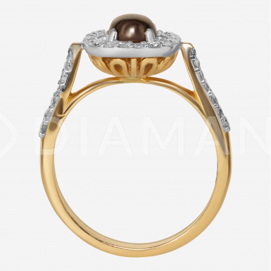 Золотой комплект, кольцо и серьги с аметистом, арт. 310321.03.01