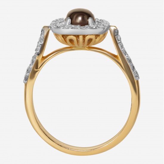 Золотой комплект, кольцо и серьги с аметистом, арт. 310321.03.01