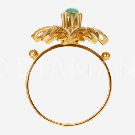 Золотой комплект, кольцо и серьги с изумрудом, арт. 310321.03.02