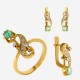 Золотой комплект, кольцо и серьги с изумрудом, арт. 310321.03.03