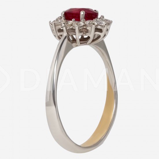 Золотой комплект, кольцо и серьги с рубином, арт. 310321.03.13